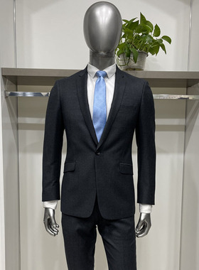 依文专柜断码赔钱 男士西服西裤商务套装2件深灰色羊毛修身4580元