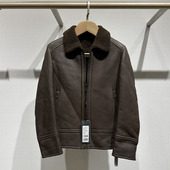 休闲翻领夹克外套 羊皮皮衣皮毛一体设计保暖时尚 依文专柜正品 男士