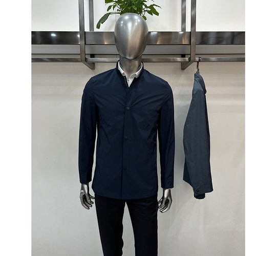 专柜款男士立领拉链暗门襟派克夹克外套时尚设计挺括商务休闲百搭