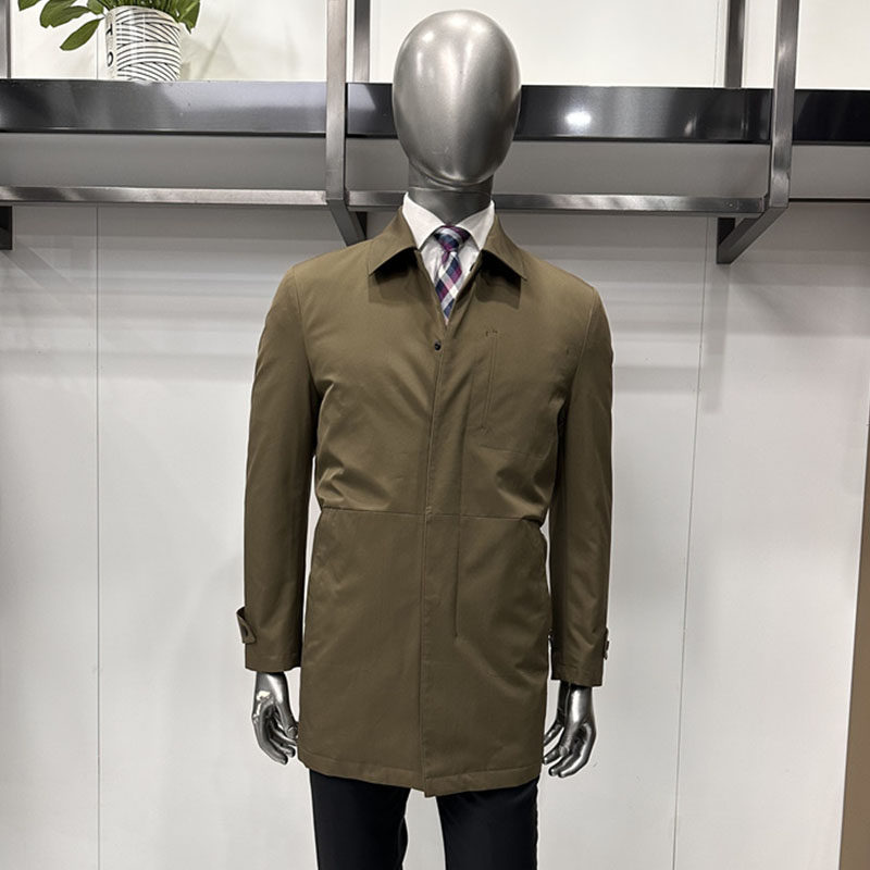 新款男士羽绒服翻领暗门襟拉链中长风衣 保暖合体时尚商务休闲3色