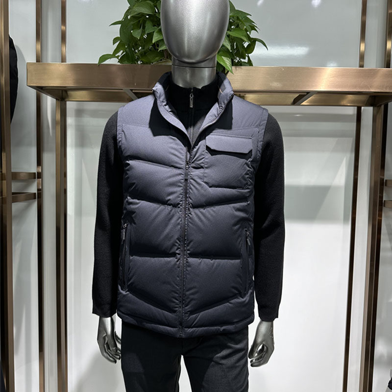 羽绒马甲男士立领拉链开衫压胶款