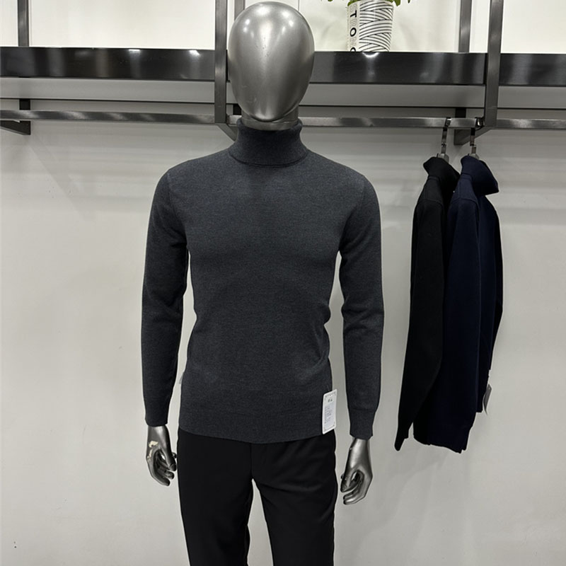 男士针织衫高翻领桑蚕丝绵羊毛