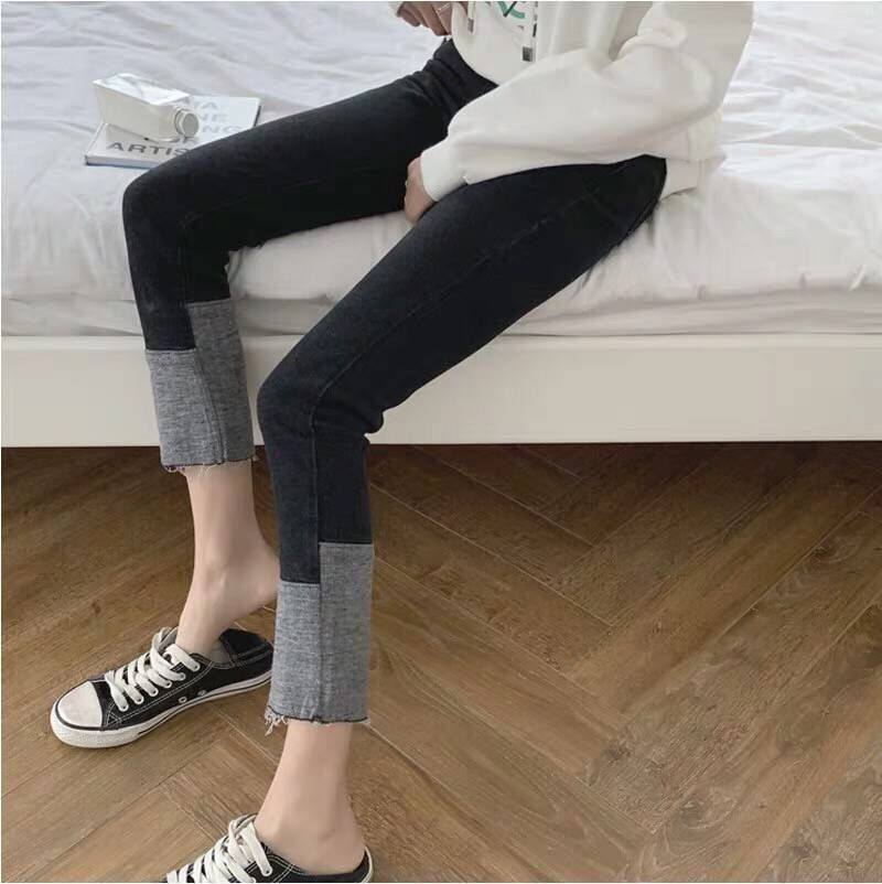 孕妇裤子时尚直筒牛仔裤宽松外穿春夏季小个子小脚裤潮妈春秋薄款