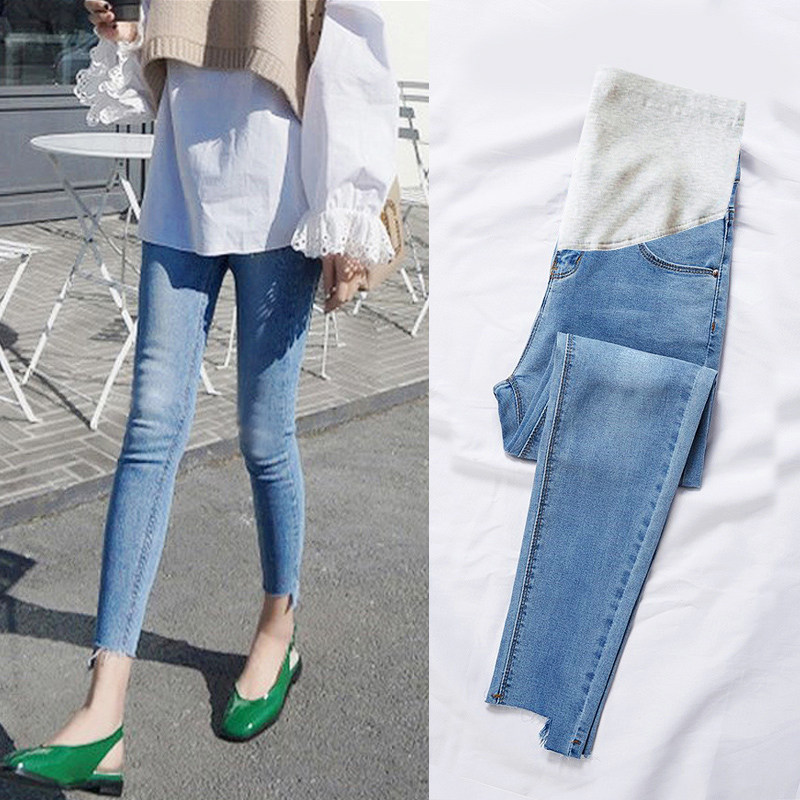 孕妇裤子牛仔裤秋冬外穿秋季长裤时尚小脚裤九分矮个子潮妈春秋款