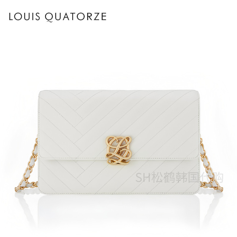 韩国代购LOUISQUATORZE瑞克朵丝女士百搭乳白色牛皮单肩斜挎皮包
