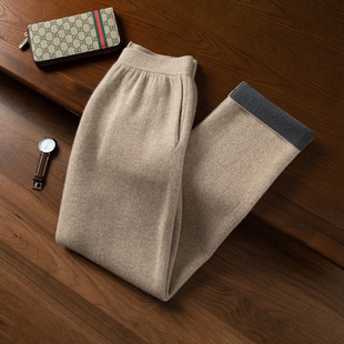 男士直筒羊绒裤~100纯山羊绒男裤外穿休闲简约纯色运动裤长裤