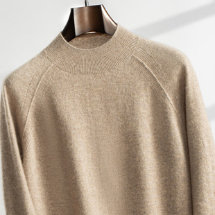 100纯山羊绒衫男士半高领加厚插肩百搭针织衫商务休闲秋冬款毛衣