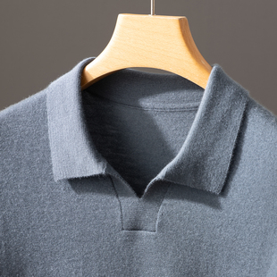翻领海鸥商务休闲短袖 男士 精纺100%纯山羊绒衫 针织衫 超细80支