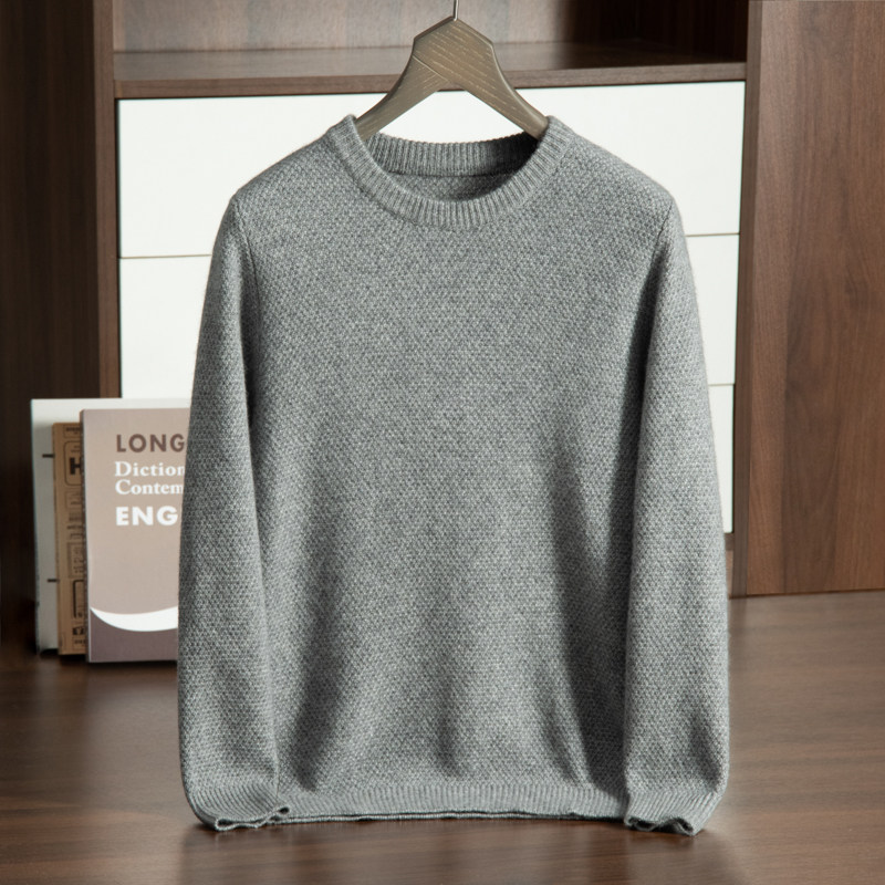 高端男士羊绒衫秋冬季时尚休闲针织长袖弹力打底三股加厚蜂窝圆领,男装,羊绒套衫,淘宝优惠券,粉丝福利购,淘宝优惠卷