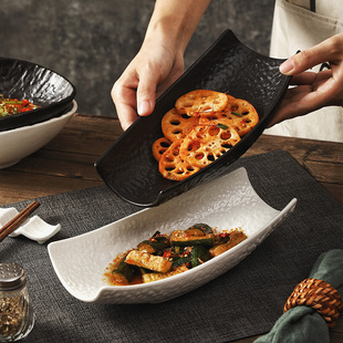 日式陶瓷盘子创意特色长方形盘刺身盘家用菜盘子寿司盘烧烤盘