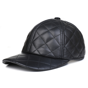 秋冬新款冬季帽子绵羊皮格子纹保暖棒球帽子男女秋冬季户外鸭舌帽