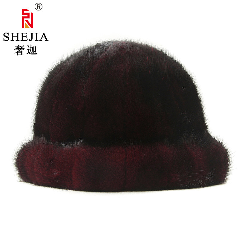 水貂帽子女款冬季保暖皮草帽貂皮礼帽中老年妈妈盆帽渔夫帽圆帽