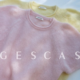 毛衣春秋款 马卡龙色短袖 马海毛上衣气质宽松女针织衫 GESCAS定制