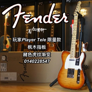 Fender玩家player限量款Tele虎纹赭色渐变电吉他