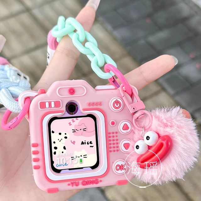 适用华为儿童电话手表带5xpro/4pro猫咪保护套5/5X编织挂绳可爱挂