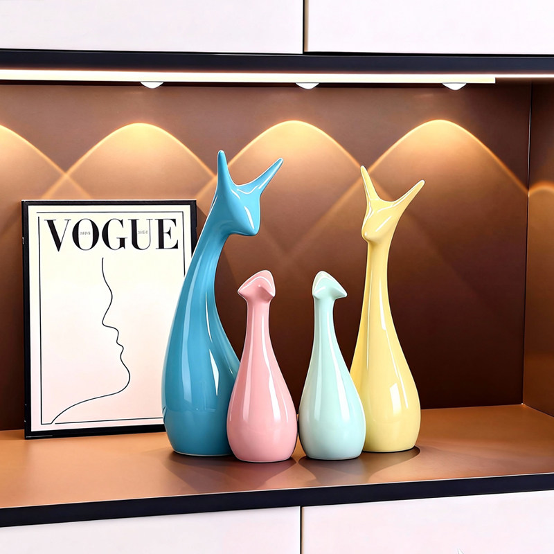 现代创意陶瓷摆件家居饰品客厅入户玄关电视柜桌面酒柜可爱装饰