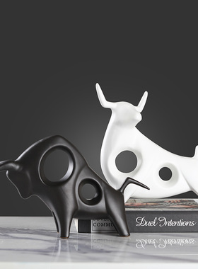 现代简约北欧家居陶瓷饰品摆设客厅桌面电视柜酒柜玄关装饰牛摆件