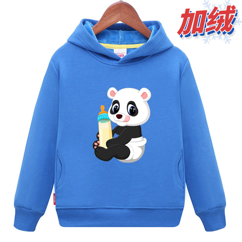 熊猫图案儿童装秋冬天男童长袖外套男孩子卡通动物上衣服女童卫衣