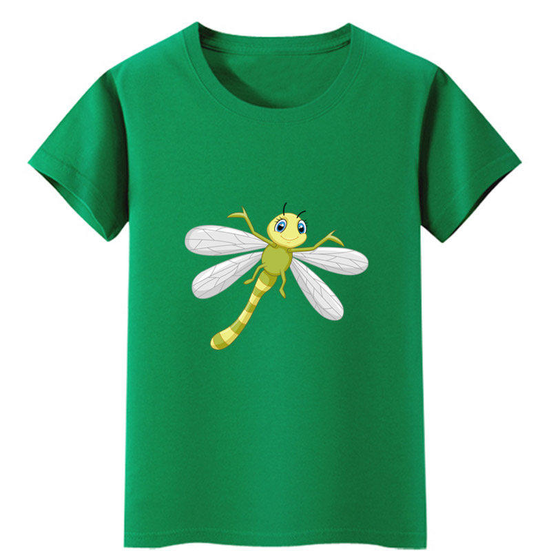 小蜻蜓纯色短袖男女儿童装青少年上衣中大童T恤纯棉吸汗衣服卡通