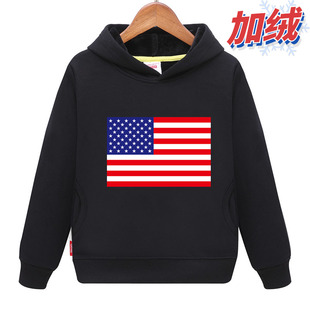 美国国旗卫衣男女儿童装班服小学生长袖学校表演活动加绒衫上衣服