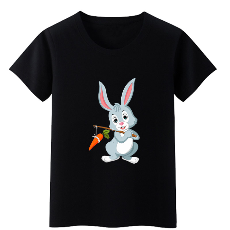 宝宝白兔图案印花童装衣服黑色 幼儿园儿童演出服中小班六一表演