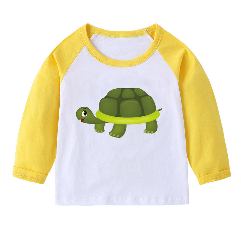 乌龟T恤春秋长袖上衣男童活动班服女儿童装亲子装宝宝上衣服