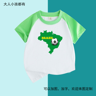 T恤男孩子足球衣服12345年级学生半袖 brazil巴西地图女儿童装 短袖