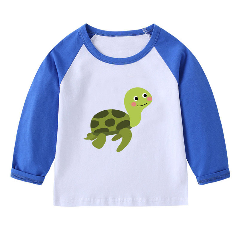 乌龟儿童2年级3女孩4长袖T恤5宝宝6衣服7男童8童装9岁学生班服