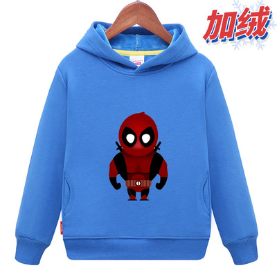 童装加绒加厚12岁蓝色男童连帽