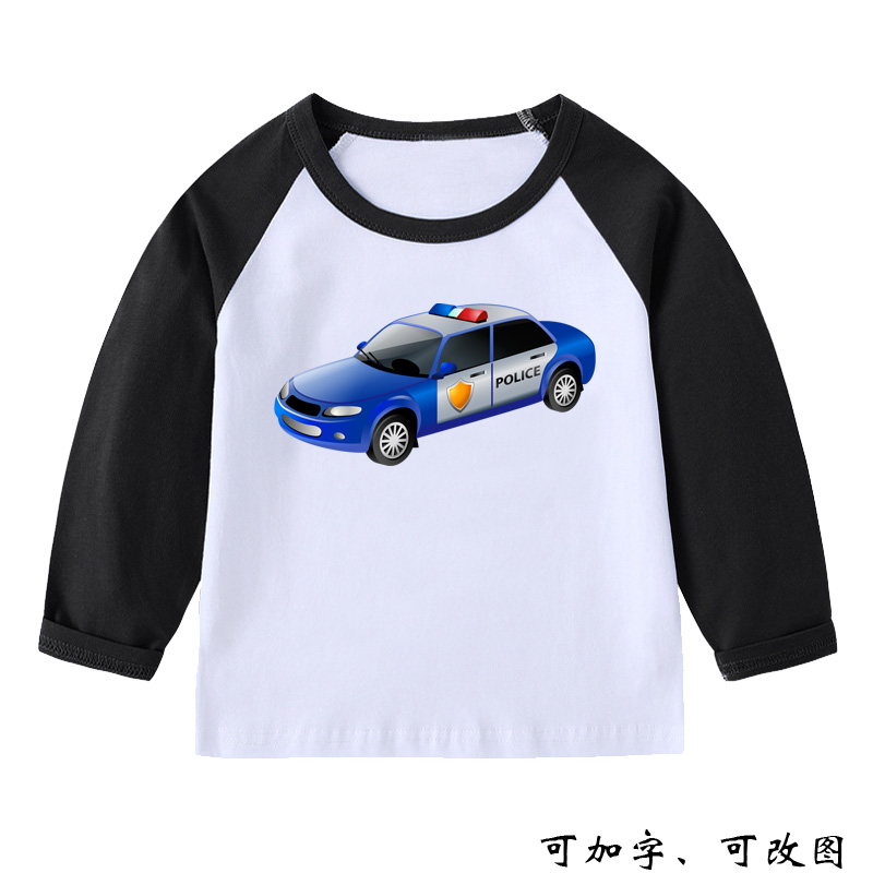 卡通警车1女儿童装长袖T恤小汽车宝宝中小童上衣服男孩23456789岁