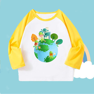 3.12植树节保护环境长袖T恤植树造林男女打童底衫上衣表演出服装