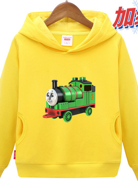 托马斯小火车童装衣服男孩 女童宝宝儿童培西图加绒卫衣红色黄色
