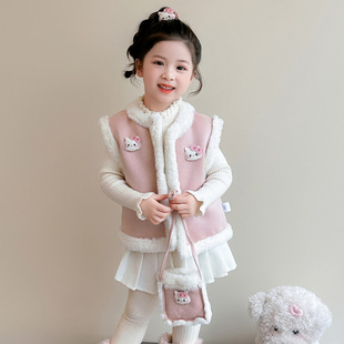 背心童装 外穿洋气宝宝加绒坎肩儿童早秋季 2025新款 女童马甲秋冬装