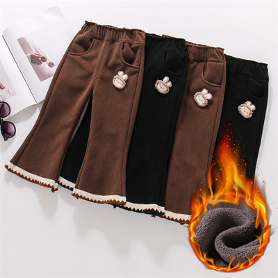 宝宝冬装洋气一体绒喇叭条绒裤