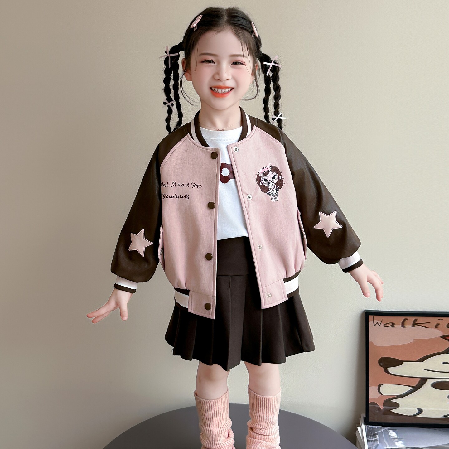 女童秋装皮衣外套2026新款儿童休闲棒球服小女孩宝宝春秋夹克上衣