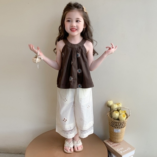女童吊带套装夏季2026新款儿童韩范夏装女宝宝洋气时髦两件套薄款