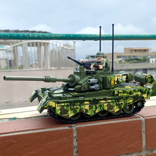 中国积木人民解放军陆军99式主战坦克模型军车益智拼装玩具男孩