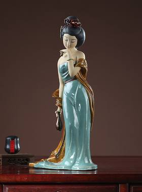石湾公仔陶瓷摆件新中式客厅仕女