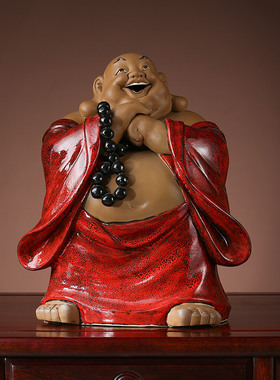 石湾公仔陶瓷招财中式客厅摆件