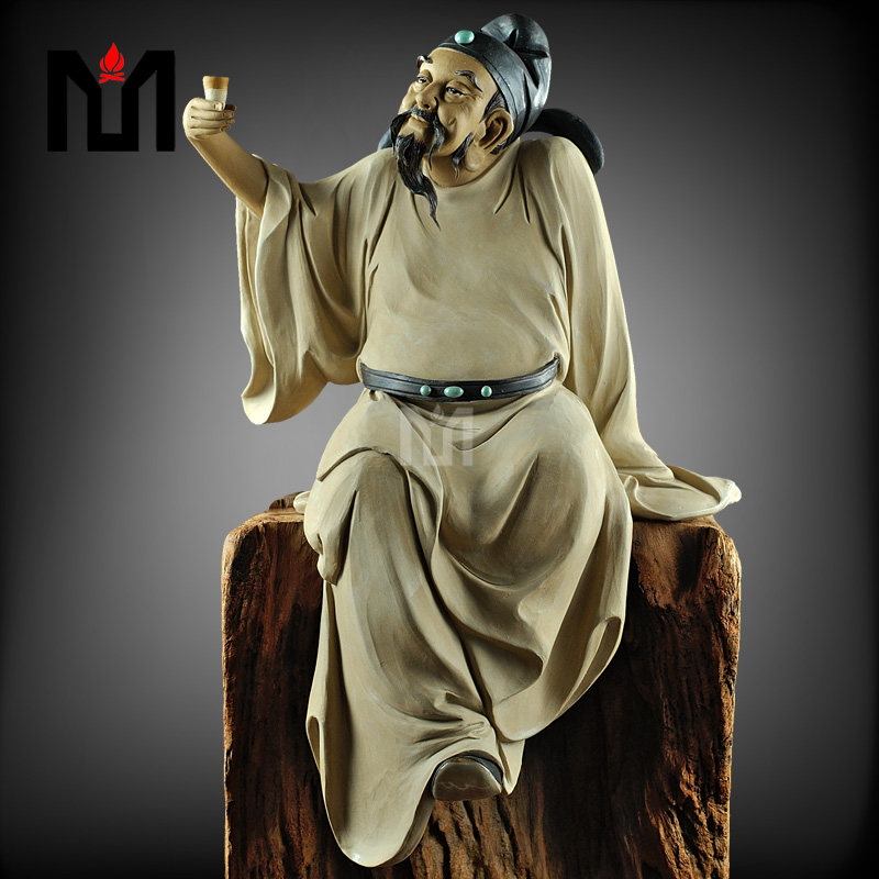 石湾公仔创意手工艺精品家居摆设客厅镇宅装饰品李白醉酒陶瓷摆件