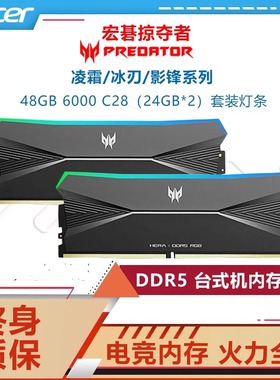 宏碁掠夺者DDR5 48GB (24*2) 6000 C28 RGB灯条套装 台式机内存条