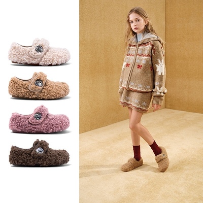 女童加绒毛毛鞋2025秋冬季宝宝玛丽珍儿童棉鞋保暖中大童公主单鞋
