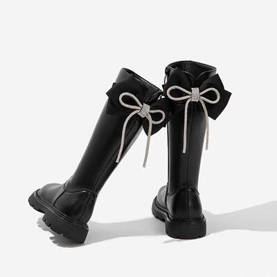 女童长靴子2025秋冬季新款小女孩长靴加绒长筒高筒洋气中大童公主