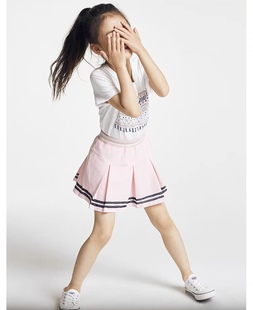 依恋童装2025夏装新款女童短裙大童网球裙子短裤儿童百褶裙半身裙