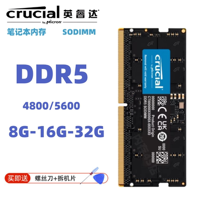 CRUCIAL/英睿达DDR5 5600 16G 24G 32G 4800笔记本电脑内存条