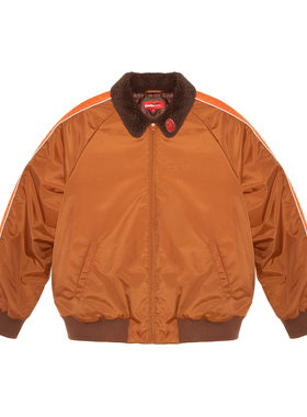 DBD WH仿羊羔毛领撞色拼接飞行夹克