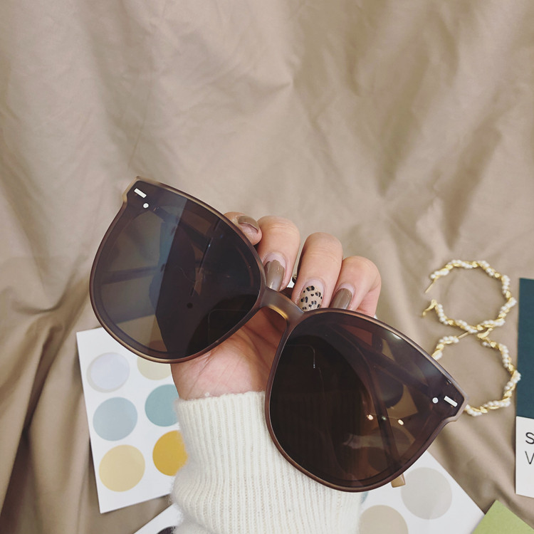 大框太阳镜女圆框方形墨镜女韩版潮网红复古ins偏光茶色眼镜原宿