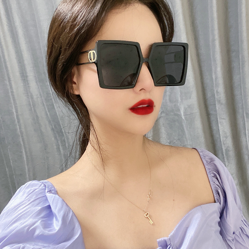 欧美大牌D家超大框大方框黑框墨镜女网红ins风造型炫酷太阳镜米白