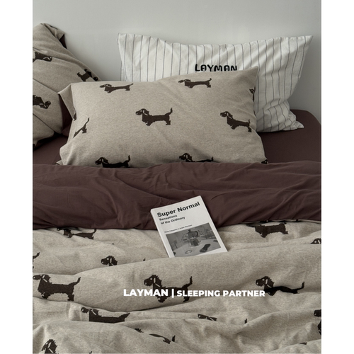 Layman外行 卡通高克重加厚针织棉四件套全棉纯棉天竺棉床单被套