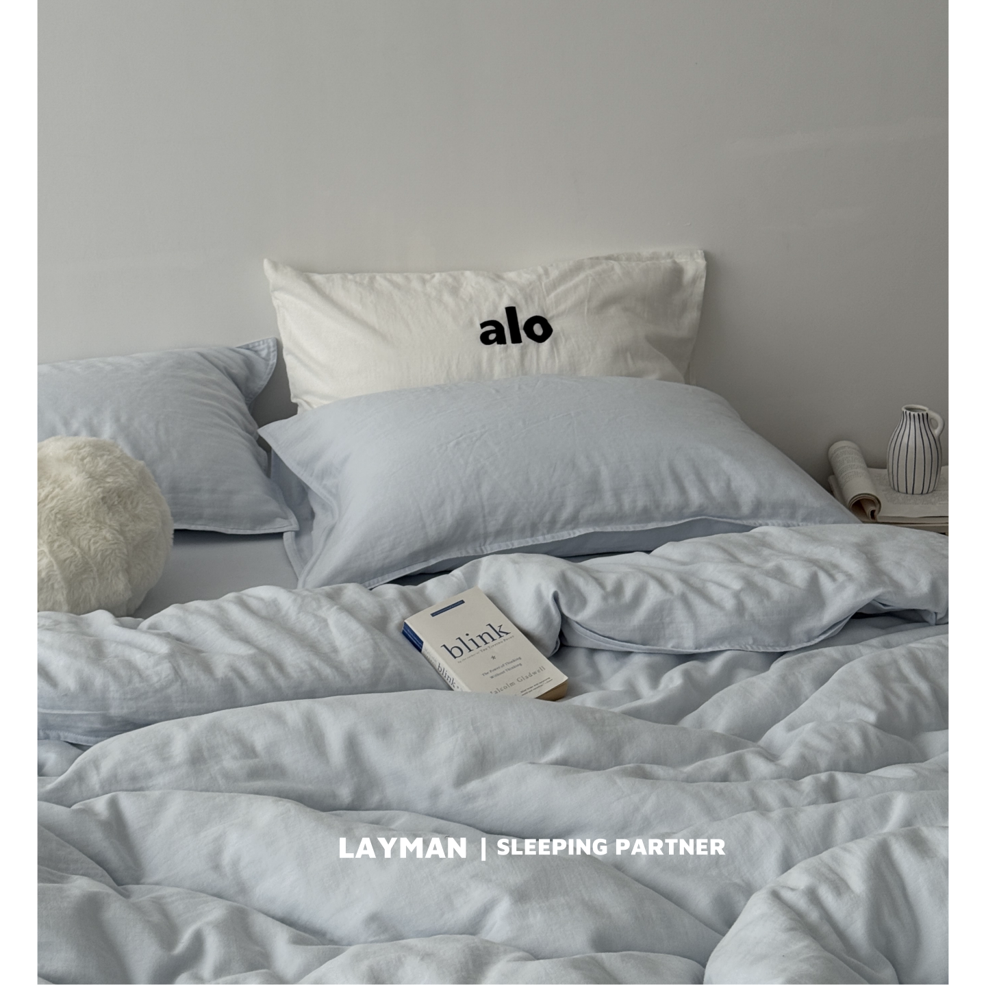 Layman外行 A类纯色简约全棉双层纱四件套透气柔软纯棉纱布床品